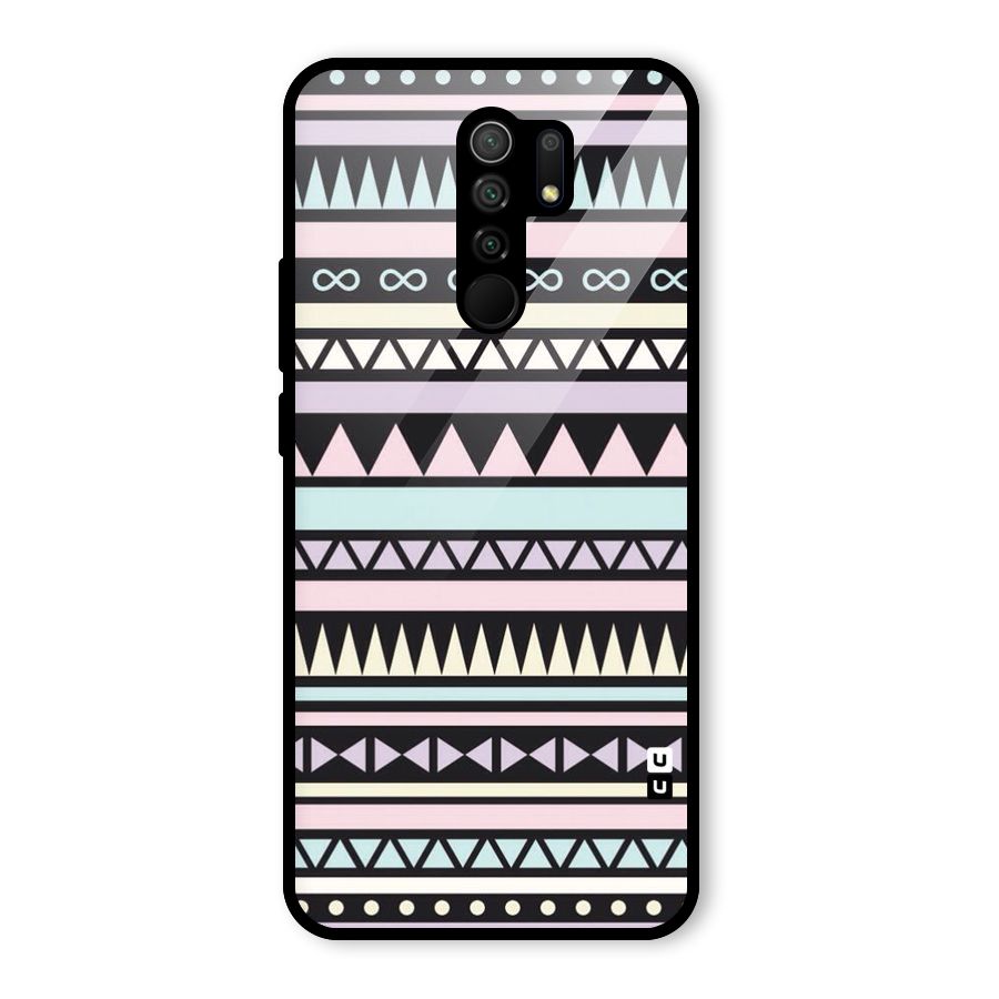 Cute Chev Pattern Glass Back Case for Redmi 9 Prime