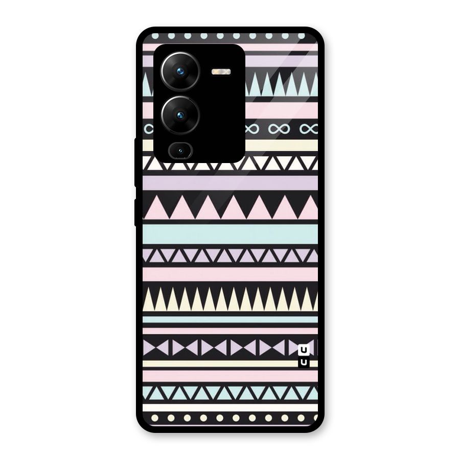 Cute Chev Pattern Glass Back Case for Vivo V25 Pro