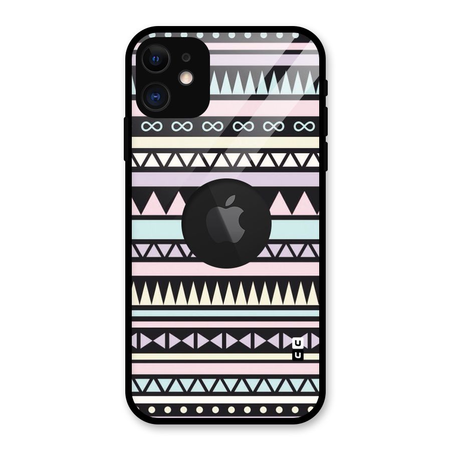 Cute Chev Pattern Glass Back Case for iPhone 11 Logo Cut