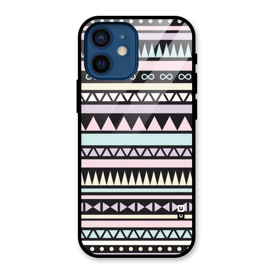 Cute Chev Pattern Glass Back Case for iPhone 12 Mini