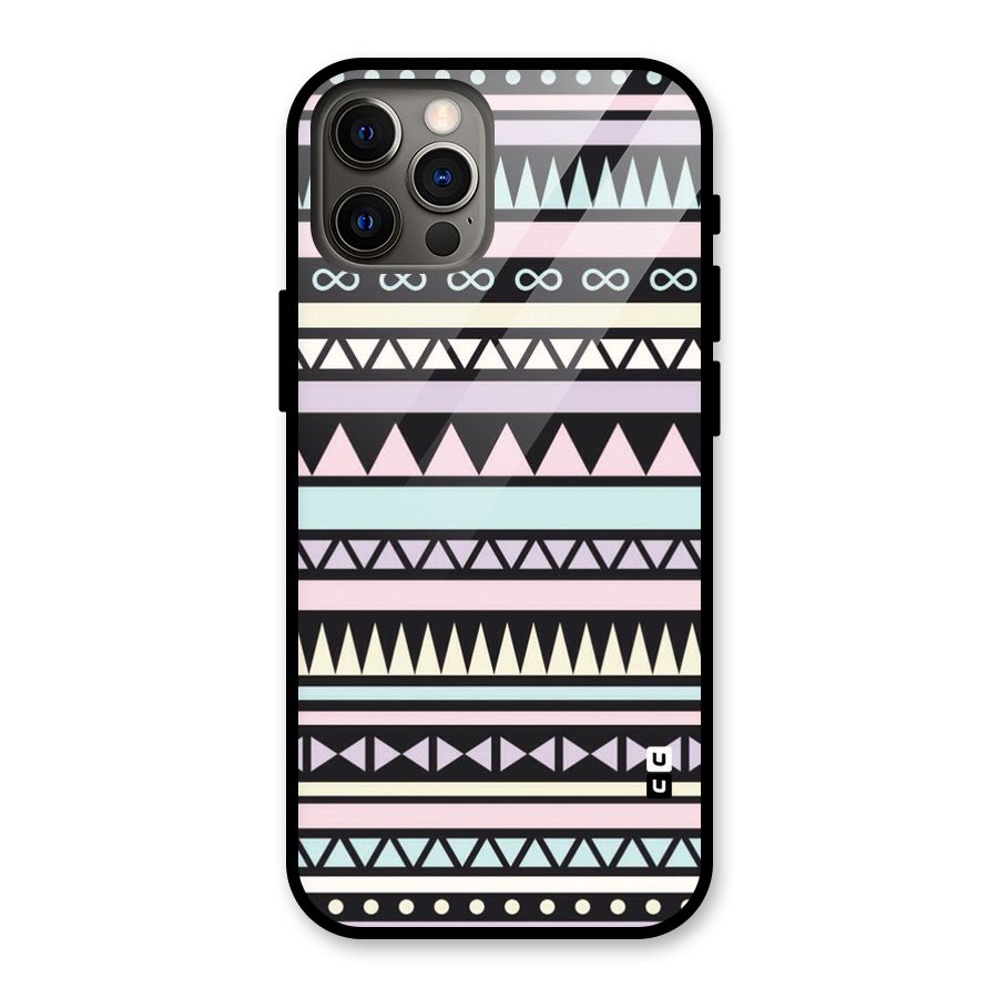 Cute Chev Pattern Glass Back Case for iPhone 12 Pro