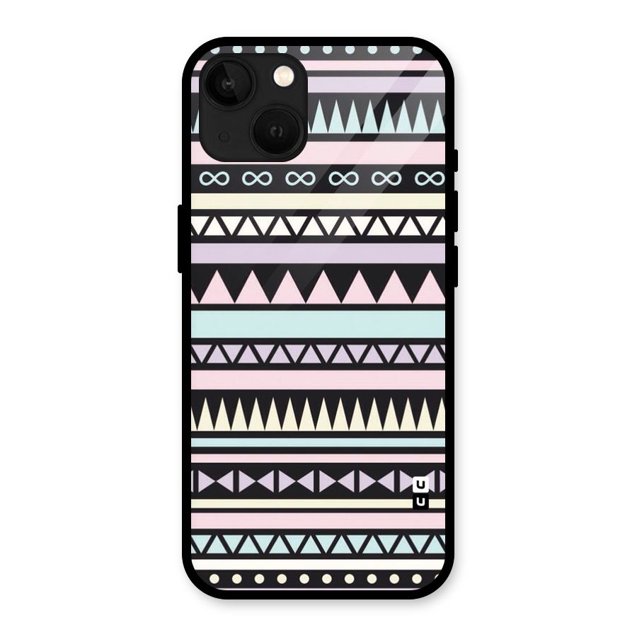 Cute Chev Pattern Glass Back Case for iPhone 13