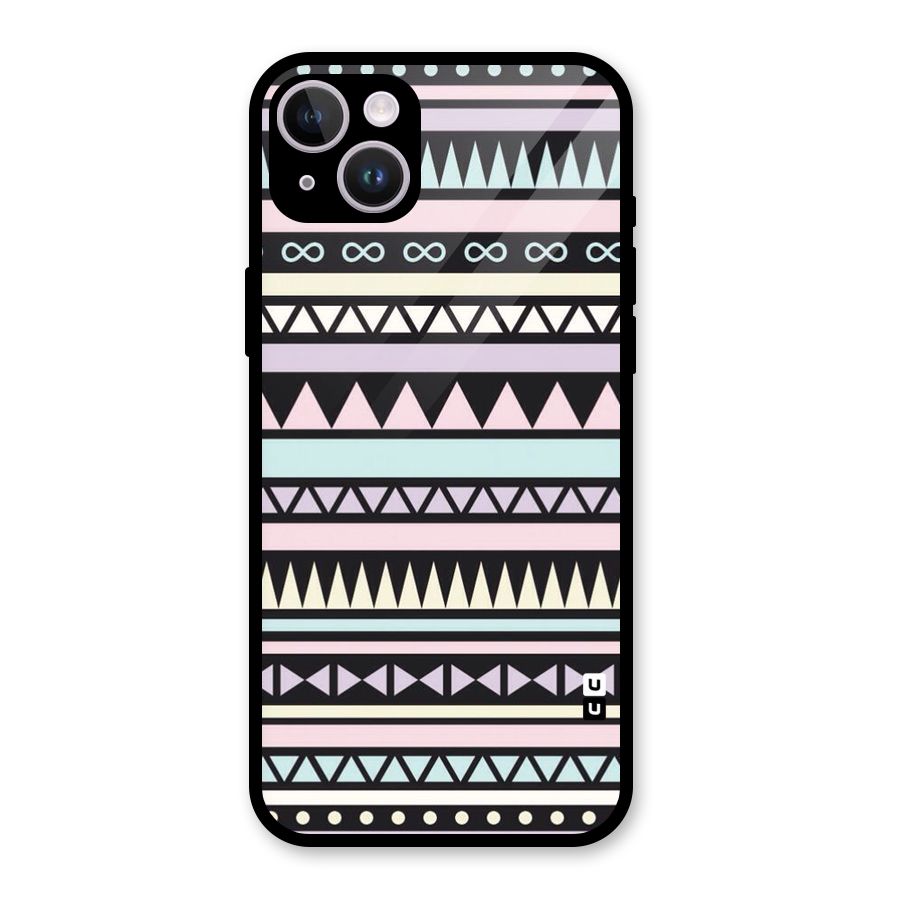 Cute Chev Pattern Glass Back Case for iPhone 14 Plus