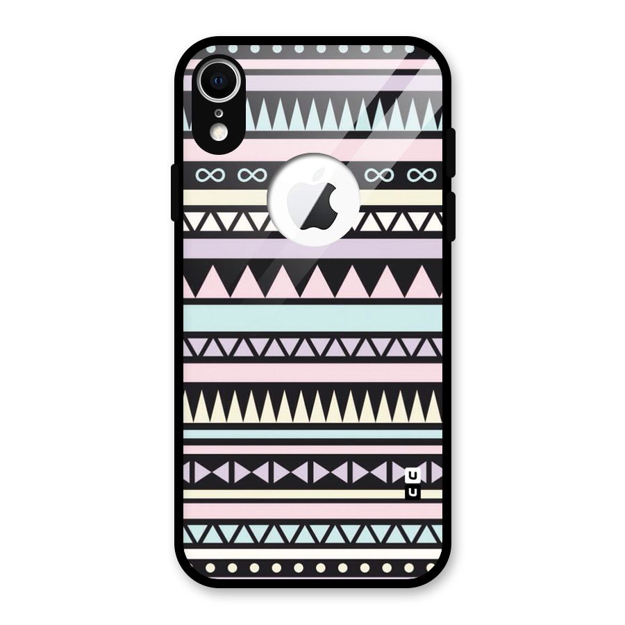 Cute Chev Pattern Glass Back Case for iPhone XR Logo Cut