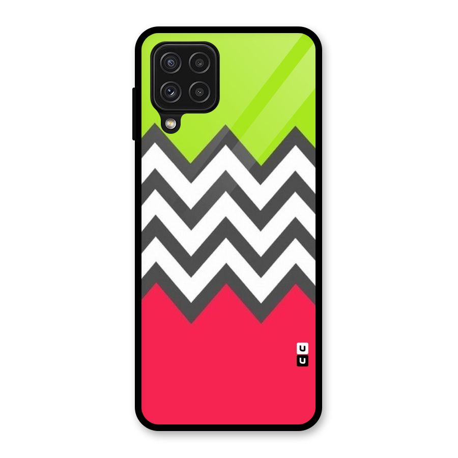 Cute Chevron Glass Back Case for Galaxy A22 4G