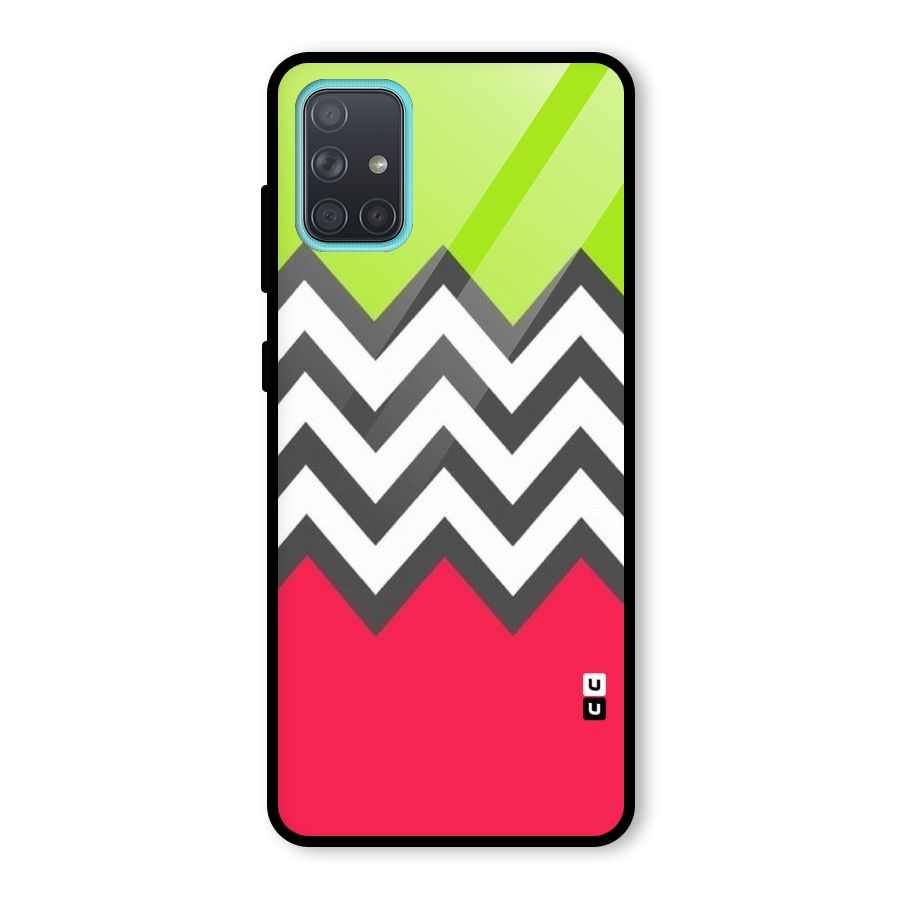 Cute Chevron Glass Back Case for Galaxy A71