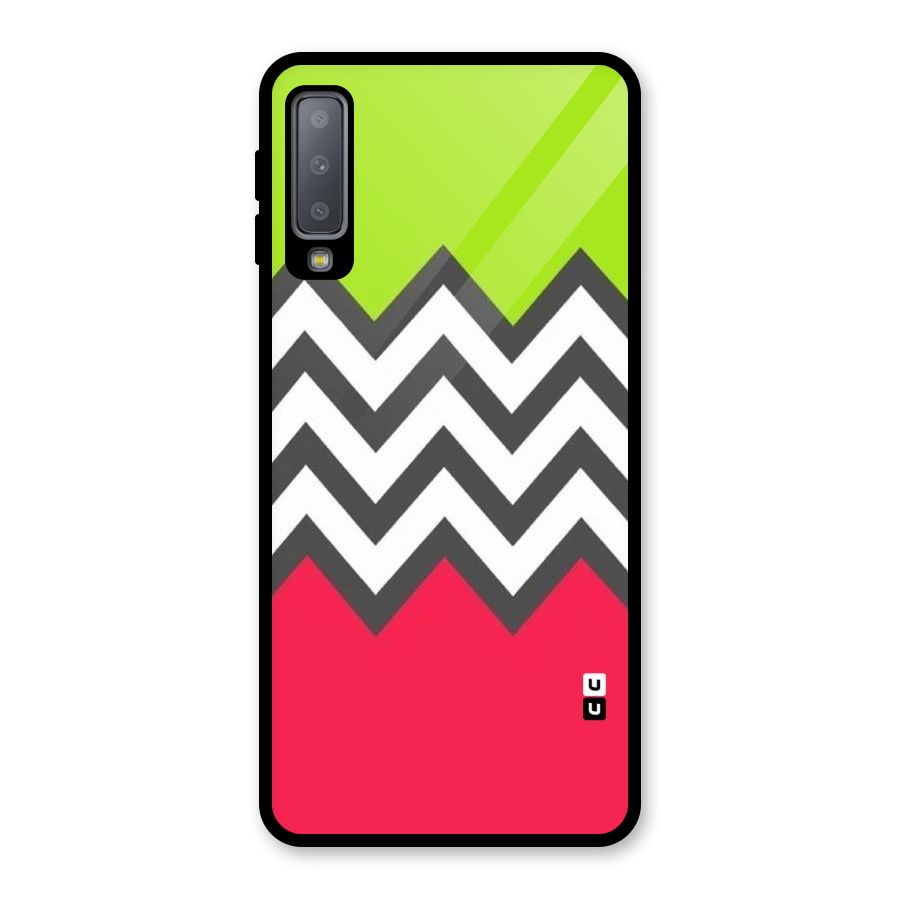 Cute Chevron Glass Back Case for Galaxy A7 (2018)