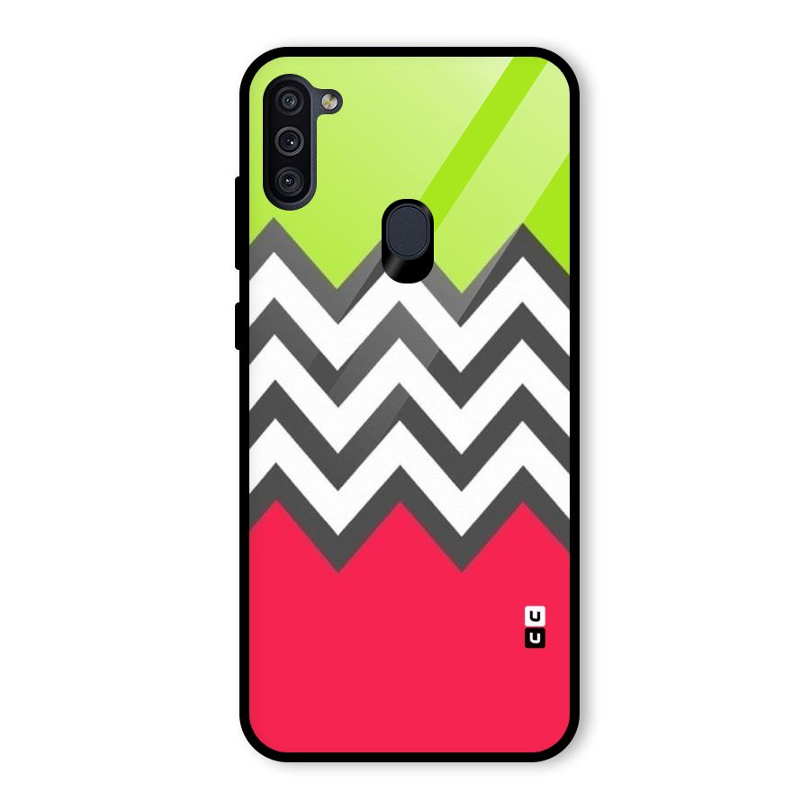 Cute Chevron Glass Back Case for Galaxy M11