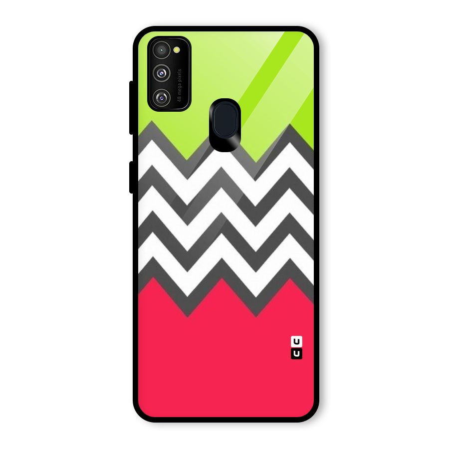 Cute Chevron Glass Back Case for Galaxy M30s