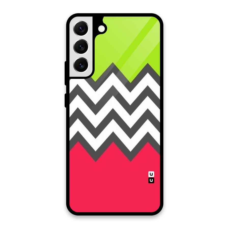 Cute Chevron Glass Back Case for Galaxy S22 Plus 5G