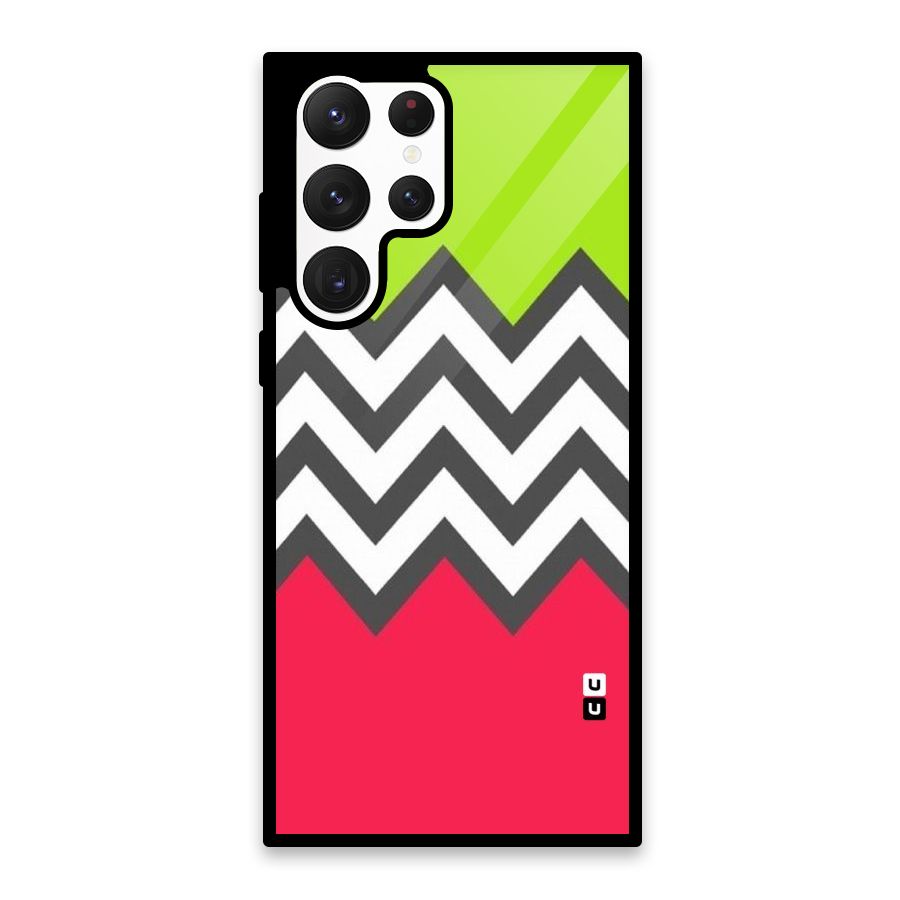 Cute Chevron Glass Back Case for Galaxy S22 Ultra 5G