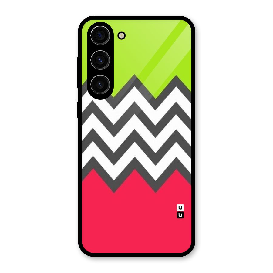 Cute Chevron Glass Back Case for Galaxy S23 Plus