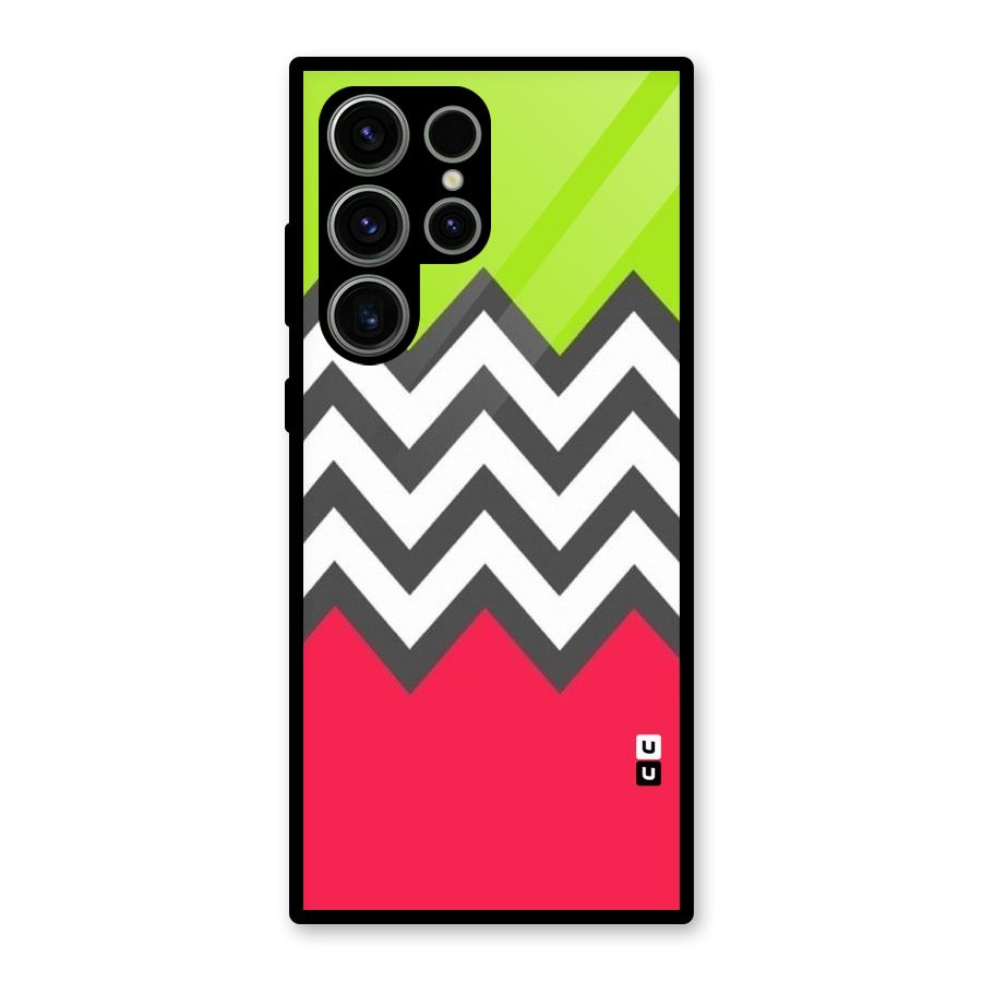 Cute Chevron Glass Back Case for Galaxy S23 Ultra