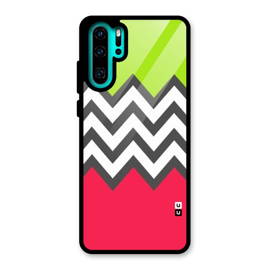 Cute Chevron Glass Back Case for Huawei P30 Pro