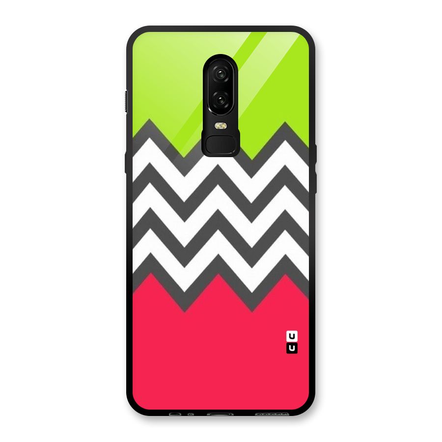 Cute Chevron Glass Back Case for OnePlus 6