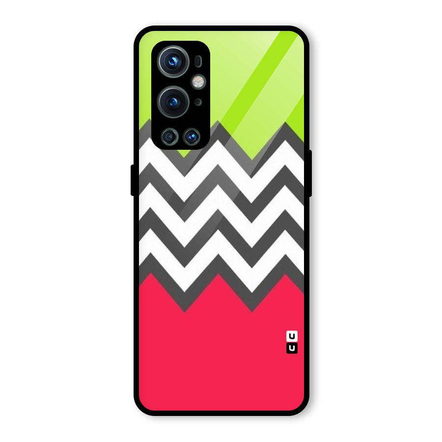 Cute Chevron Glass Back Case for OnePlus 9 Pro