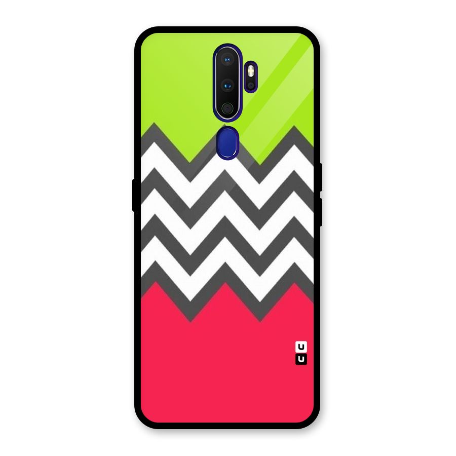 Cute Chevron Glass Back Case for Oppo A9 (2020)