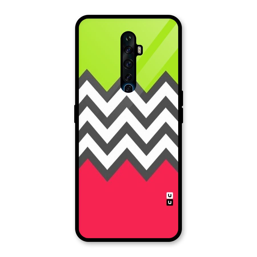 Cute Chevron Glass Back Case for Oppo Reno2 F