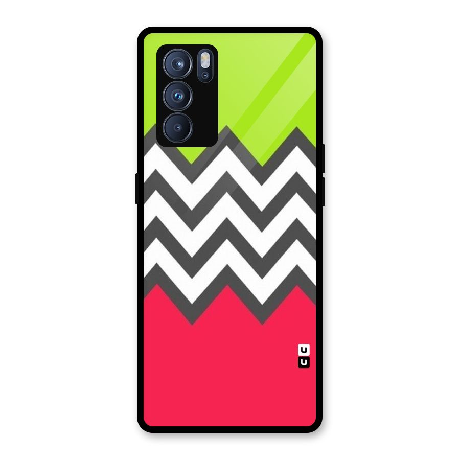Cute Chevron Glass Back Case for Oppo Reno6 Pro 5G
