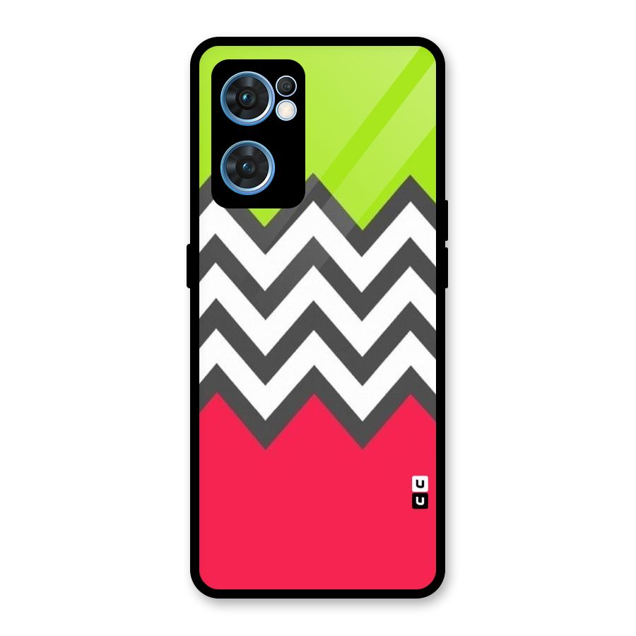 Cute Chevron Glass Back Case for Oppo Reno7 5G