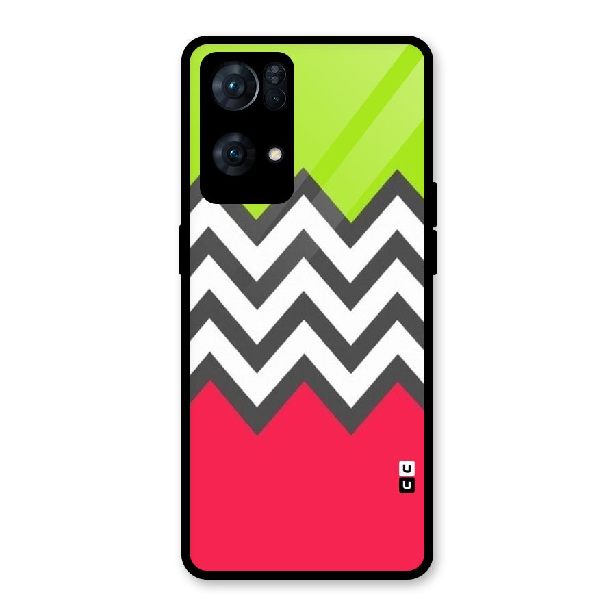 Cute Chevron Glass Back Case for Oppo Reno7 Pro 5G