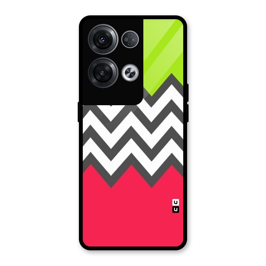 Cute Chevron Glass Back Case for Oppo Reno8 Pro 5G