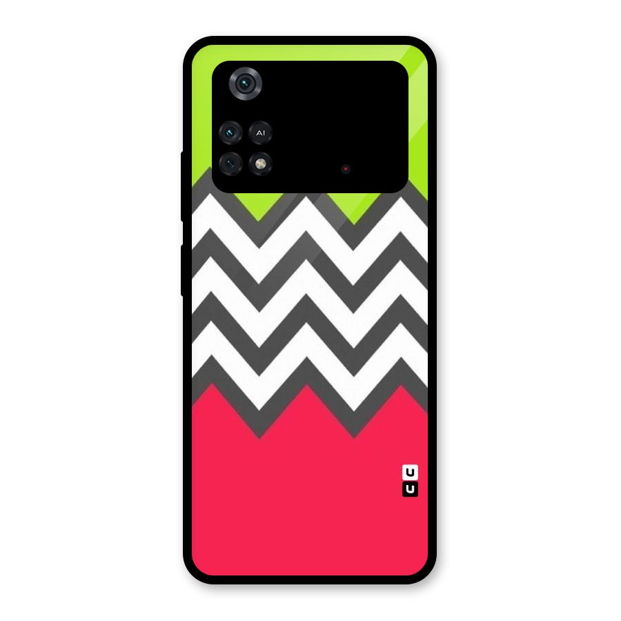 Cute Chevron Glass Back Case for Poco M4 Pro 4G