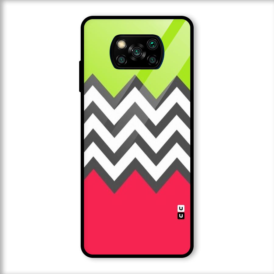 Cute Chevron Glass Back Case for Poco X3