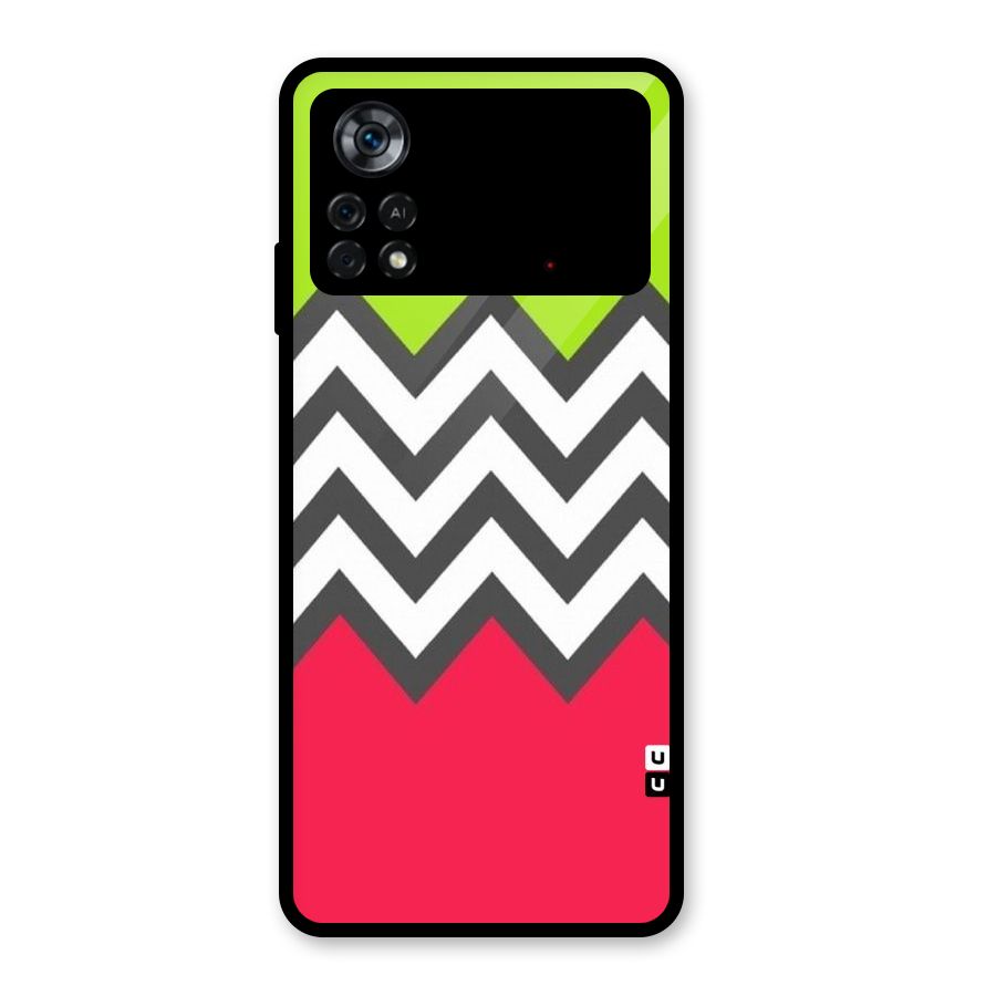 Cute Chevron Glass Back Case for Poco X4 Pro 5G