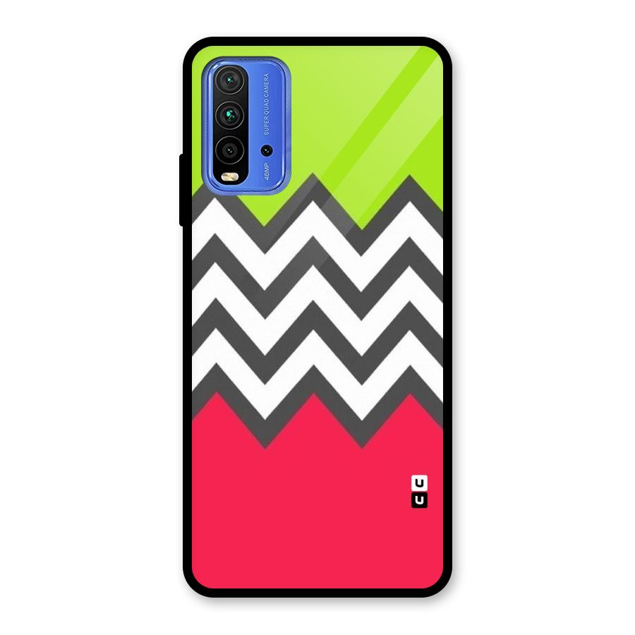 Cute Chevron Glass Back Case for Redmi 9 Power
