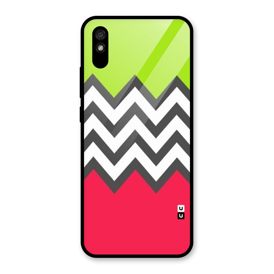 Cute Chevron Glass Back Case for Redmi 9i