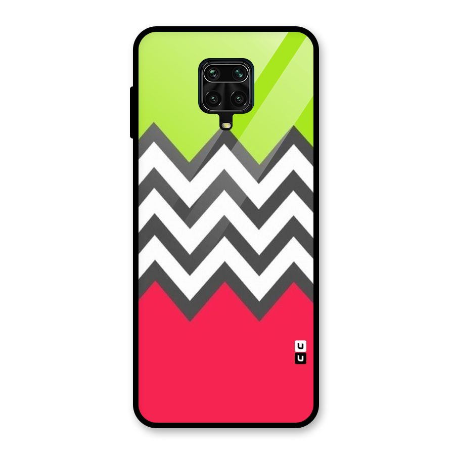 Cute Chevron Glass Back Case for Redmi Note 9 Pro