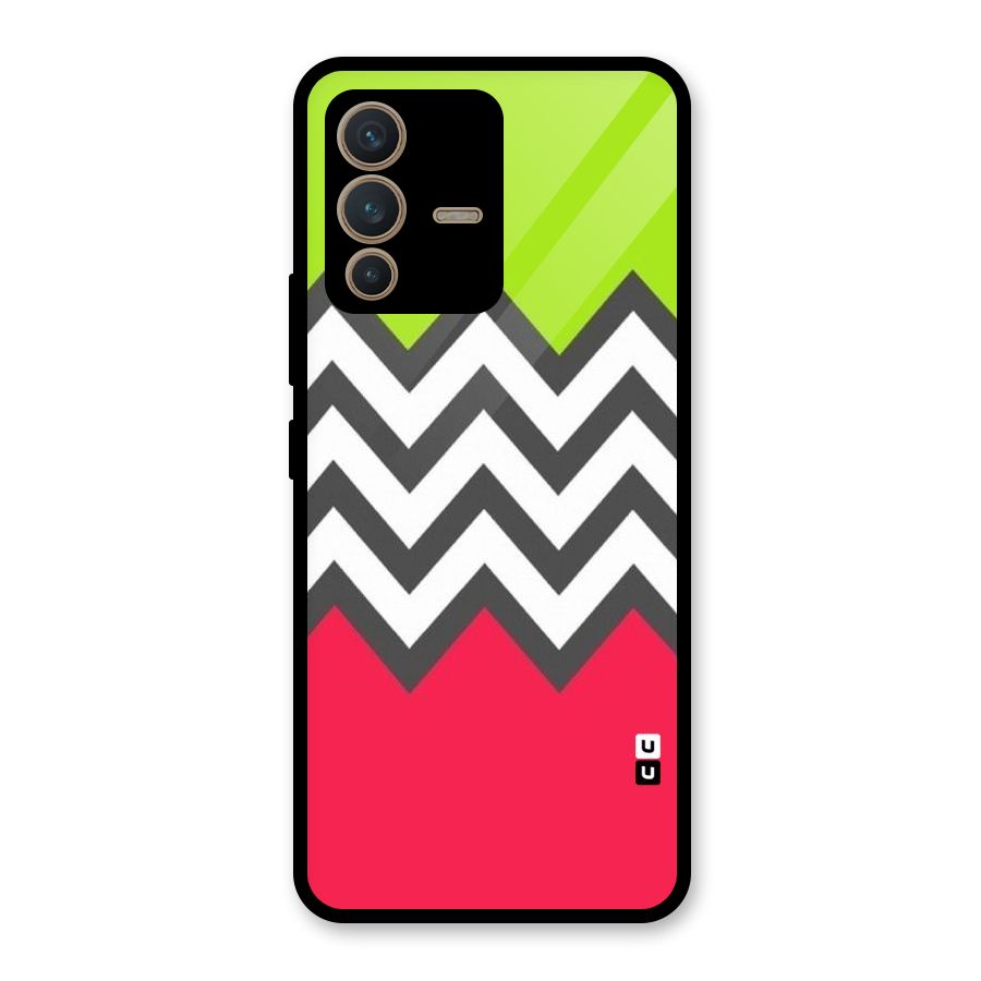 Cute Chevron Glass Back Case for Vivo V23 5G