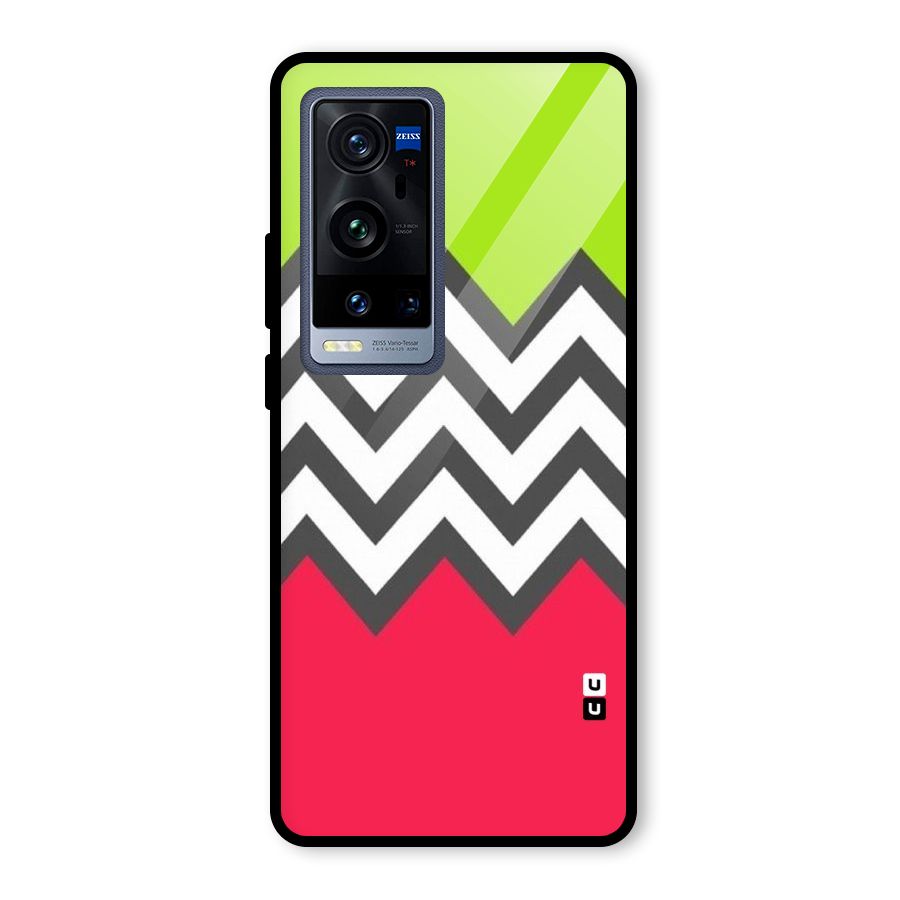 Cute Chevron Glass Back Case for Vivo X60 Pro Plus
