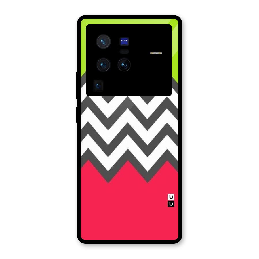Cute Chevron Glass Back Case for Vivo X80 Pro