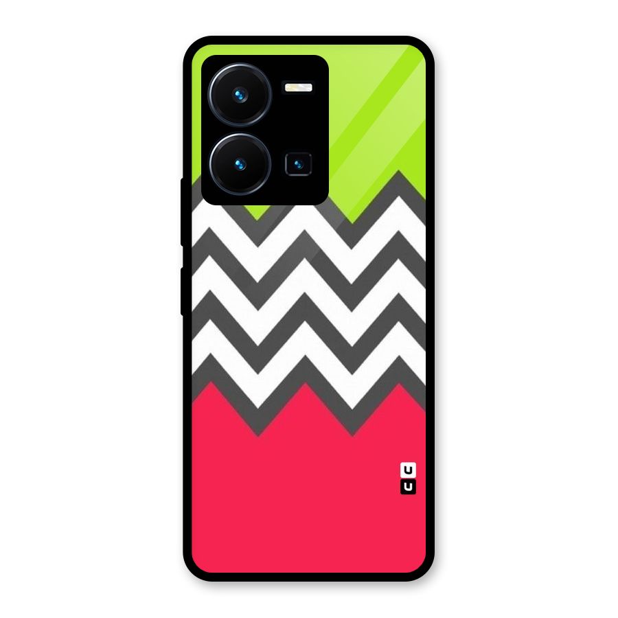 Cute Chevron Glass Back Case for Vivo Y35