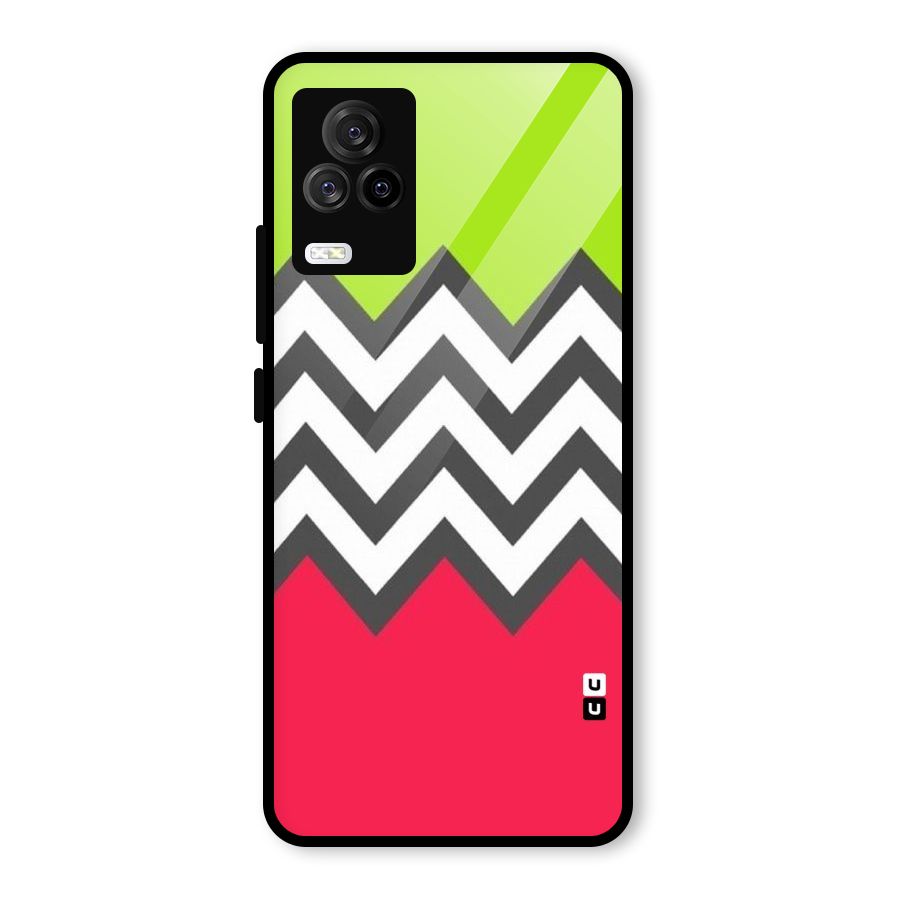 Cute Chevron Glass Back Case for Vivo iQOO 7 Legend 5G