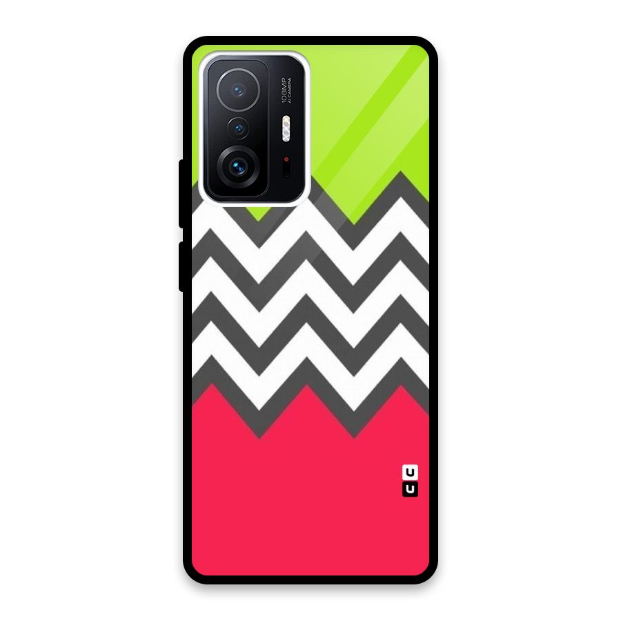 Cute Chevron Glass Back Case for Xiaomi 11T Pro