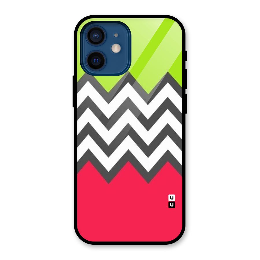 Cute Chevron Glass Back Case for iPhone 12 Mini