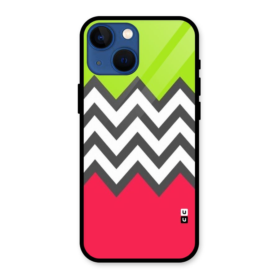 Cute Chevron Glass Back Case for iPhone 13 Mini