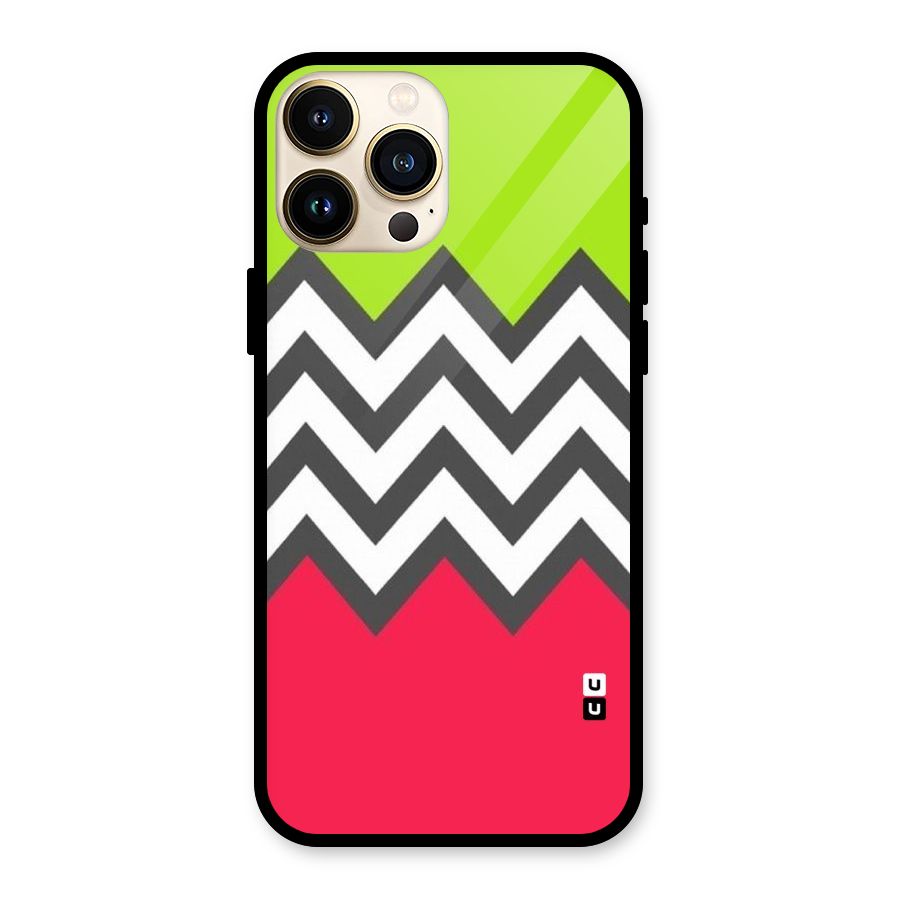 Cute Chevron Glass Back Case for iPhone 13 Pro Max