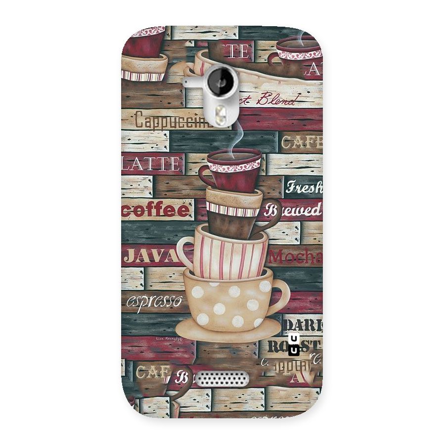 Cute Coffee Cups Back Case for Micromax Canvas HD A116