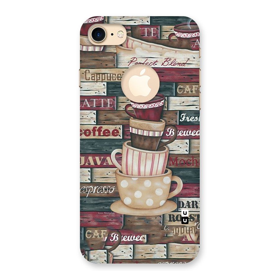 Cute Coffee Cups Back Case for iPhone 8 Logo Cut