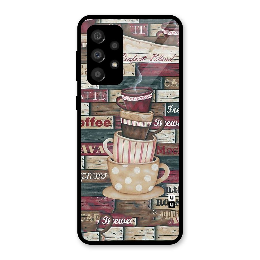 Cute Coffee Cups Glass Back Case for Galaxy A32