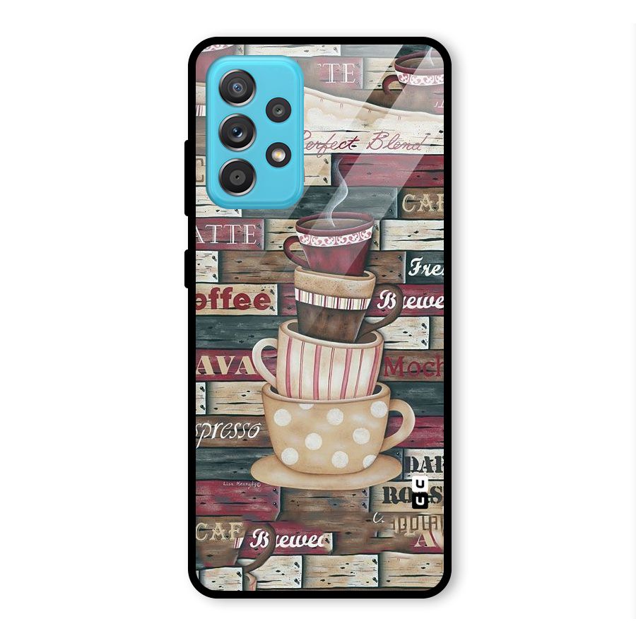 Cute Coffee Cups Glass Back Case for Galaxy A52s 5G