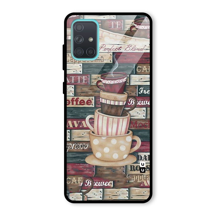 Cute Coffee Cups Glass Back Case for Galaxy A71