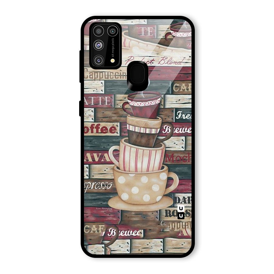 Cute Coffee Cups Glass Back Case for Galaxy F41
