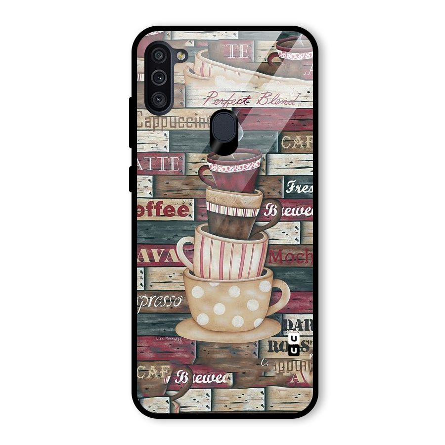 Cute Coffee Cups Glass Back Case for Galaxy M11