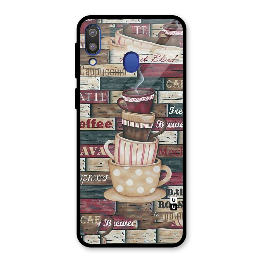 Cute Coffee Cups Glass Back Case for Galaxy M20