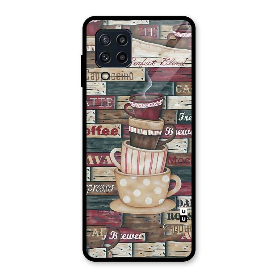Cute Coffee Cups Glass Back Case for Galaxy M32